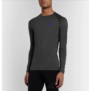 Men's Soar Medium Grey Long Sleeve Wool Silk Base Layer Running Shirt S18B2M
